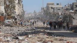  Palästinenser kehren in die Stadt Rafah im südlichen Gazastreifen zurück