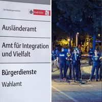 Montage: Ausländeramt Köln und Einsatzkräfte in Köln