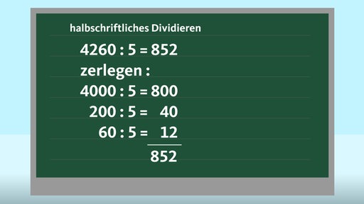 Halbschriftliches Dividieren auf einer Tafel