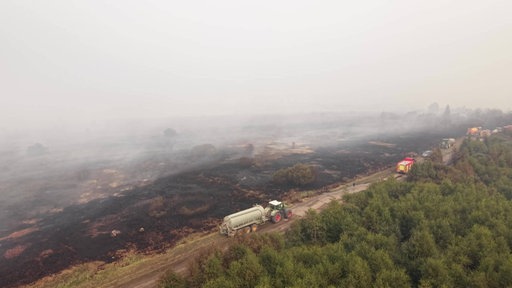 Luftansicht des brennenden Hohen Venns