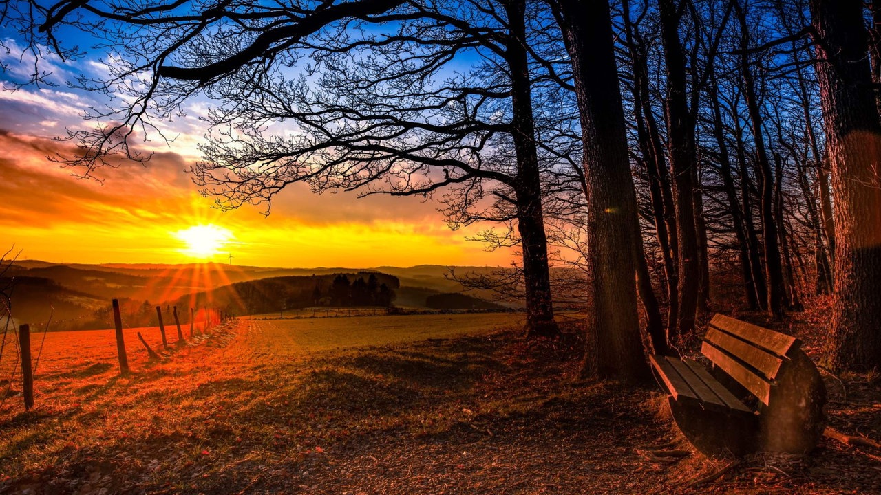 Sonnenuntergang an einem Feld im Sauerland