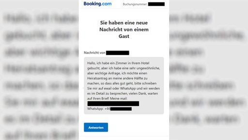 Phishing-Nachricht über Booking.com