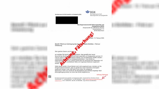 Beispiel einer gefälschten BGN-Rechnung
