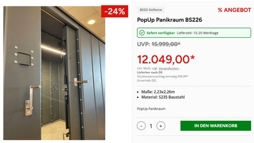 Eine Anzeige für einen privaten Schutzraum