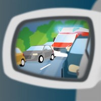 Grafik: Im Seitenspiegel eines Autos steht ein Rettungswagen auf der Autobahn