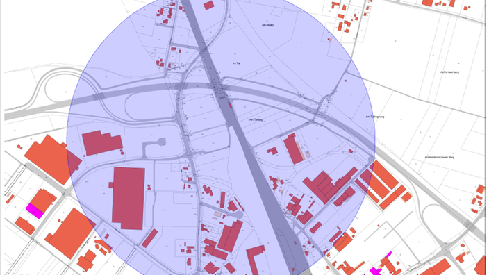 Eine Karte, die den betroffenen Radius zeigt.