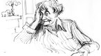 Ein mit Bleistift gezeichnetes Portrait von Astrid Lindgren