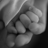 Eine Hand hält eine kleine Babyhand