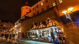 Weihnachtsmarktstände auf dem Weihnachtsmarkt in Siegen