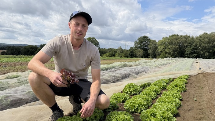 Gemüse-Landwirt Johannes Meyer zur Müdehorst auf einen seiner Felder