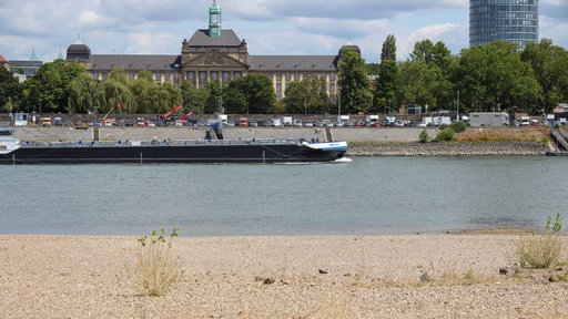 Schiff fährt auf dem Rhein in Düsseldorf