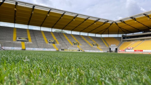Tivoli-Stadion Aachen leer mit frischem Rasen