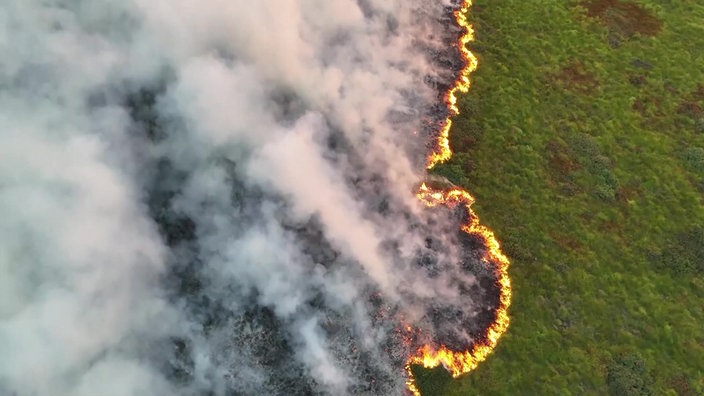 Luftaufnahmen vom Brand im Hohen Venn