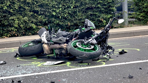 Motorrad nach dem Unfall