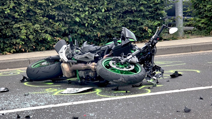 Motorrad nach dem Unfall