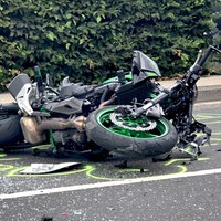 Motorrad nach dem Unfall