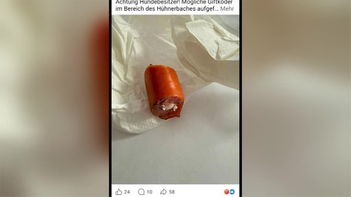 Screenshot eines Instagram Beitrags, welcher einen Giftköder zeigt