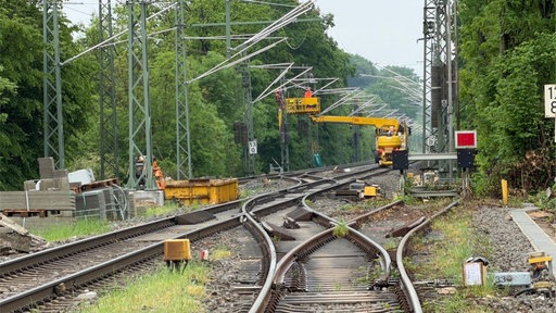 Baustelle auf den Gleisen in Leichlingen