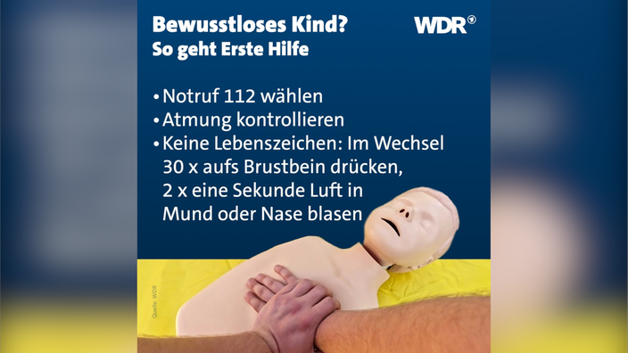 Grafik mit Tipps zur ersten Hilfe bei Kindern