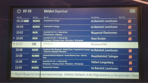 Abfahrtplan der Deutschen Bahn.