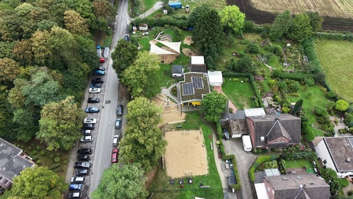 Drohnenbild vom Spielplatz und dem umliegenden Gelände