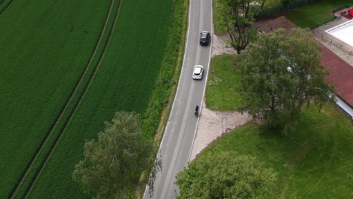 Der Weg für Radfahrende aus der Vogelperspektive.