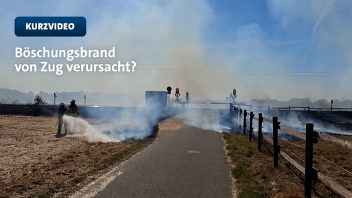 Feuerwehr löscht einen Böschungsbrand