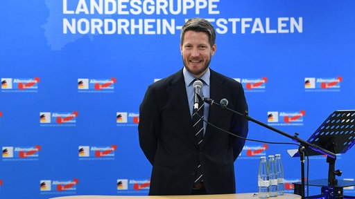 Martin Vincentz (AfD) beim Bürgerdialog der AfD-Bundestagsfraktion Landesgruppe NRW am 19.08.2026 in der Aula der ehem. Martini-Schule in Wesel