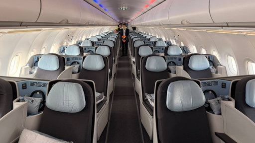 Der Innenraum eines La Compagnie Flugzeugs