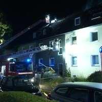 Feuerwehreinsatz mit Drehleitern