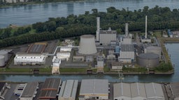 Luftbild des Bauplatzes für Flusswasser-Wärmepumpe am Kraftwerk Niehl