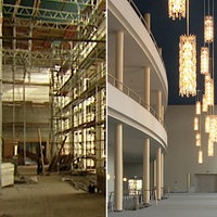 Ansicht der Eingangshalle der Kölner Oper, während und nach der Sanierung.