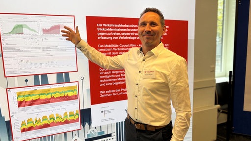 Ein Mann im weißen Hemd schaut verschmitzt