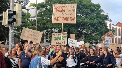 Demonstrierende mit Plakaten.