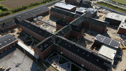 Die Gebäude der neuen Justizvollzugsanstalt in Münster aus der Vogelperspektive
