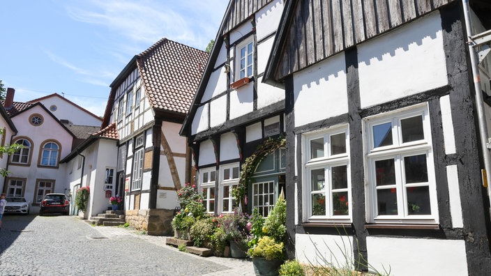 Fachwerkhäuser in der Altstadt von Tecklenburg.