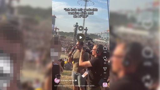 Screenshot eines Instagram-Reels: Eine Interview-Situation des WDR auf dem Parookaville-Festival 2026