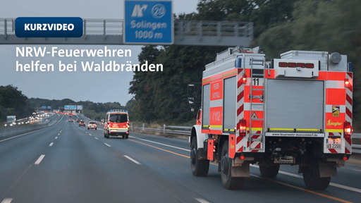 Löschzug der Feuerwehr Düsseldorf auf dem Weg nach Spanien, um bei Waldbränden zu unterstützen