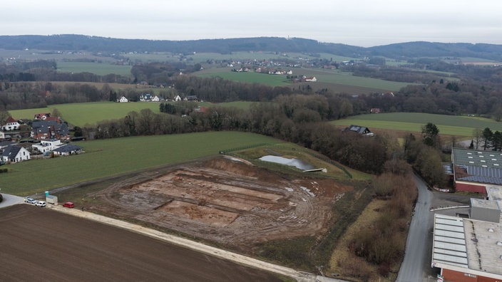 Luftaufnahme der Grabungsfläche 