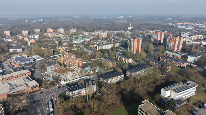 Eine Luftaufnahme Münster-Coerde.