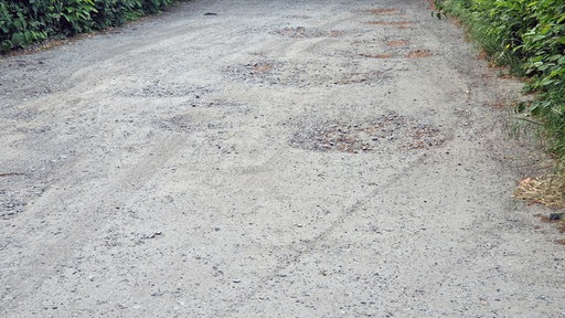 Fahrradstraße mit Schlaglöchern.