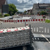 eine abgesperrte Baustelle an der Enger Straße in Herford