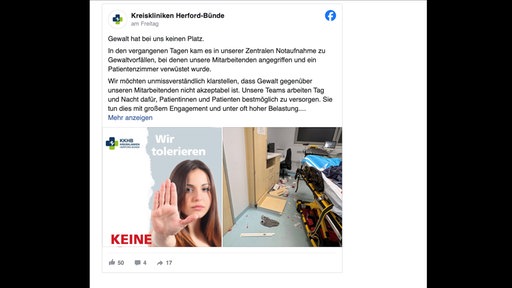 Facebook-Post des Klinikum Herford