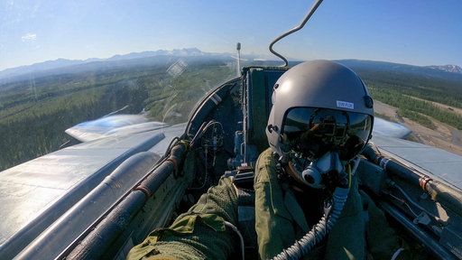 Ein Jetpilot im Cockpit