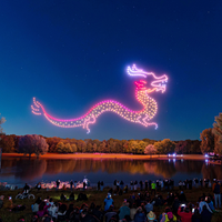 Die Drohnen bei "Rhein in Flammen" formten während der Show einen leuchtenden Drachen.