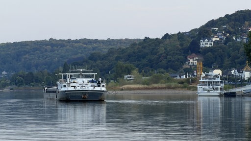 Ein Binnenschiff auf dem Rhein