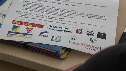 Blatt Papier, unten sieht man einige Vereinslogos
