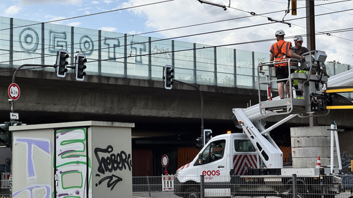Arbeiten an der Vorlandbrücke.