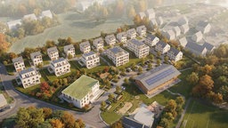 Grafik von Neubauten im neu erschlossenen Baugebiet in Gummersbach