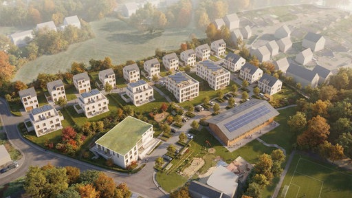 Grafik von Neubauten im neu erschlossenen Baugebiet in Gummersbach